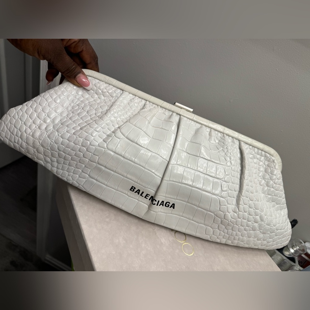 COPY - Balenciaga croc embossed extra long leather clutch
